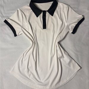 Stylish White Polo Shirt with Black Accents
